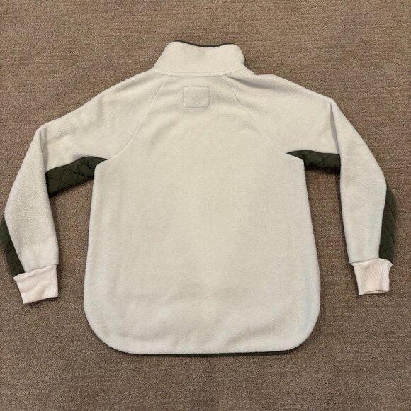 Abercrombie Fitch Womens M Asymmetric Snap Quilted Fleece Pullover -White/Olive - Picture 5 of 7